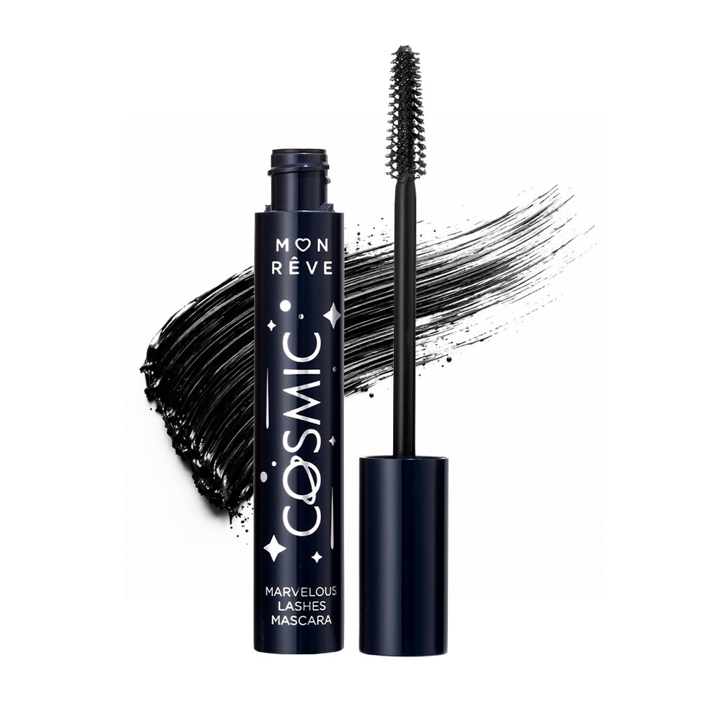 Mon Reve Cosmic Black Mascara – Volumizing & Lengthening Mascara for Long, Full Lashes – Infused with Pro Vitamin B5 – Smudge-Proof, Vegan, Clean Beauty – Buildable Formula for Long Lashes – 0.41oz