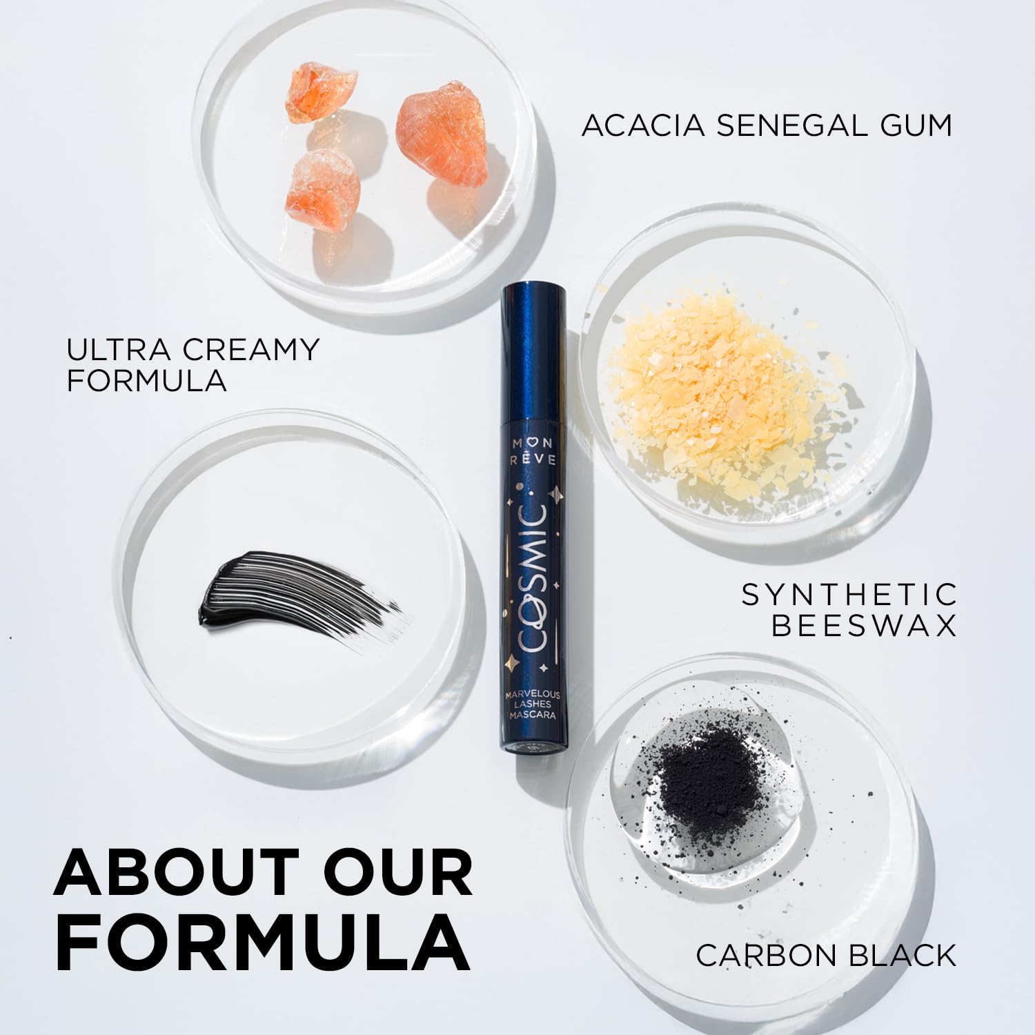 Mon Reve Cosmic Black Mascara – Volumizing & Lengthening Mascara for Long, Full Lashes – Infused with Pro Vitamin B5 – Smudge-Proof, Vegan, Clean Beauty – Buildable Formula for Long Lashes – 0.41oz