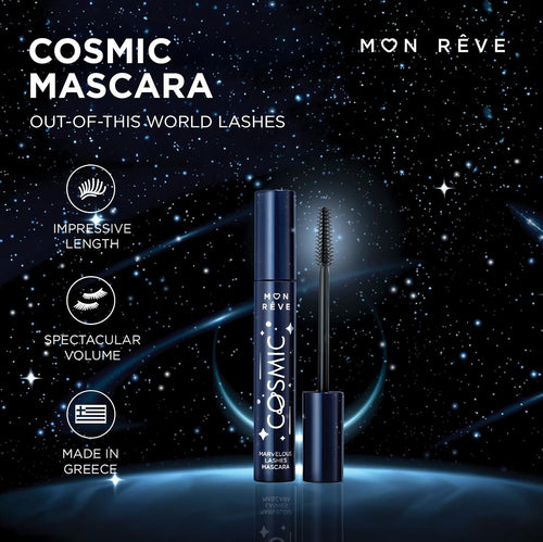 Mon Reve Cosmic Black Mascara – Volumizing & Lengthening Mascara for Long, Full Lashes – Infused with Pro Vitamin B5 – Smudge-Proof, Vegan, Clean Beauty – Buildable Formula for Long Lashes – 0.41oz