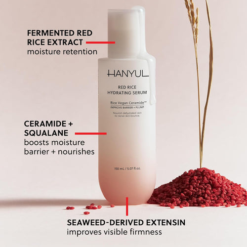 HANYUL Red Rice Hydrating Serum with Vegan Ceramide & Squalane | Korean Face Serum for Plumping Hydration, Radiant Skin Glow, Slow Aging, Firming & Barrier Support | For All Skin Types