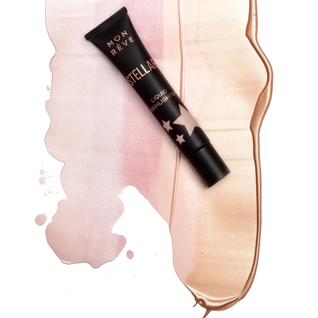 Mon Reve Stellar Liquid Highlighter for Face – Dewy Glow Illuminator with Micro-Pearls, Lightweight Blendable & Moisturizing Formula, Water Resistant, Clean Beauty – 0.61 Fl Oz (02 Sunlit)